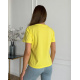 Жовта бавовняна футболка з принтом та написом