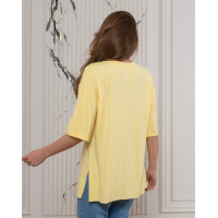 Жовта подовжена футболка з написом