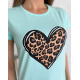 Бірюзова бавовняна футболка з леопардовим принтом
