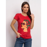 Красная хлопковая футболка с ярким рисунком