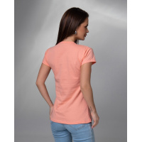 Персикова бавовняна футболка з яскравим малюнком