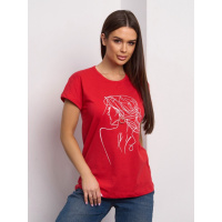Хлопковая красная футболка с рисунком