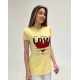 Желтая хлопковая футболка с сердцем и надписью