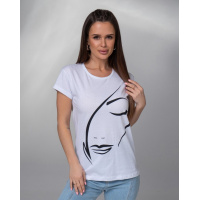 Белая хлопковая футболка с силуэтным рисунком