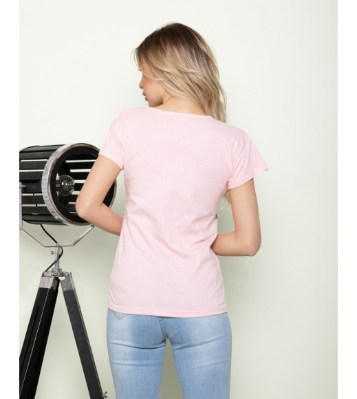 Рожева принтована футболка з трикотажу