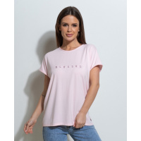 Розовая свободная футболка с надписью