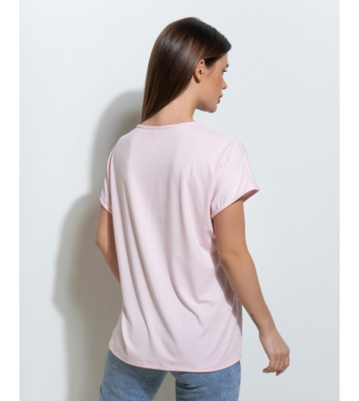 Розовая свободная футболка с надписью