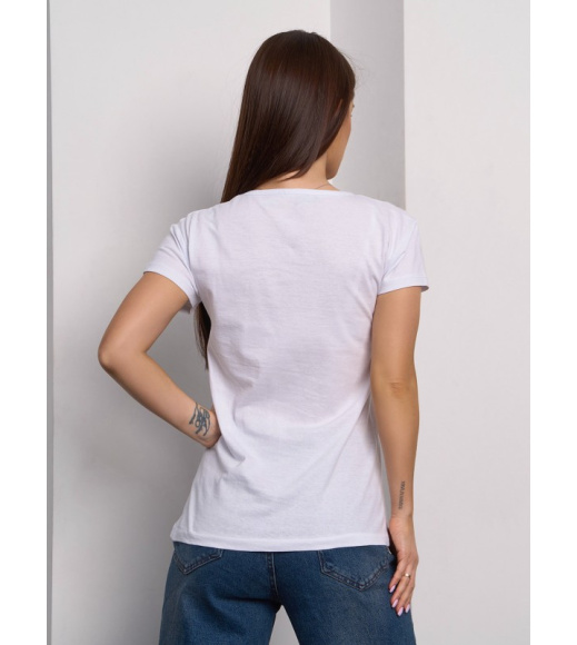 Белая хлопковая футболка с бабочками