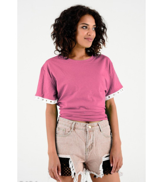 Рожева футболка з корсетною шнурівкою на спині