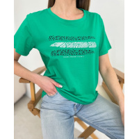 Зелена вільна футболка з тваринним принтом
