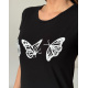 Чорна бавовняна футболка з метеликами