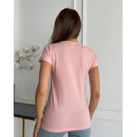 Розовая трикотажная футболка с рисунком