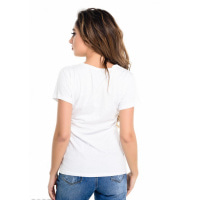 Белая футболка с крупной декоративной шнуровкой