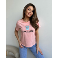 Розовая трикотажная футболка с принтом