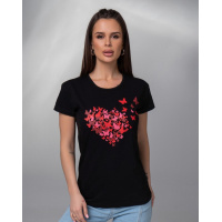 Черная хлопковая футболка с яркими бабочками