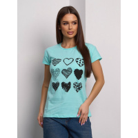 Мятная хлопковая футболка с сердечками