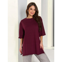 Хлопковая футболка оверсайз цвета бургунди