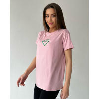 Розовая оверсайз футболка с вышитым сердцем