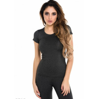 Серая простая футболка для спорта из эластика