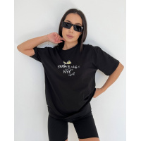 Черная принтованная футболка оверсайз