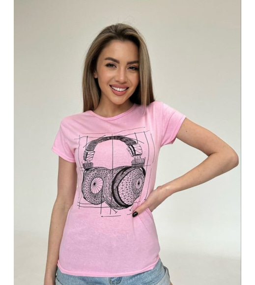 Розовая трикотажная футболка с графическим принтом