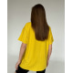 Жовта подовжена футболка з принтом