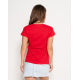 Красная коттоновая футболка с молодежным принтом