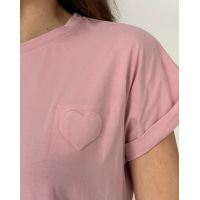 Рожева футболка кімоно з об'ємним серцем