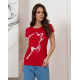Красная хлопковая футболка с кошачьим силуэтом