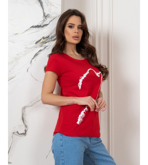 Червона бавовняна футболка з котячим силуетом