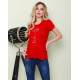 Червона бавовняна футболка з романтичним принтом