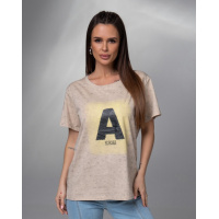 Бежевая винтажная футболка с принтом