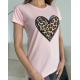 Розовая хлопковая футболка с леопардовым принтом
