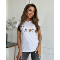 Белая футболка из хлопка с блестящим декором