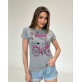 Серая трикотажная футболка с велосипедом