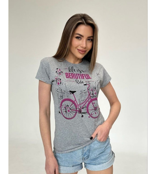 Сіра трикотажна футболка з велосипедом