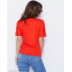 Червона трикотажна еластична футболка з принтом