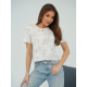 Белая короткая футболка с принтом