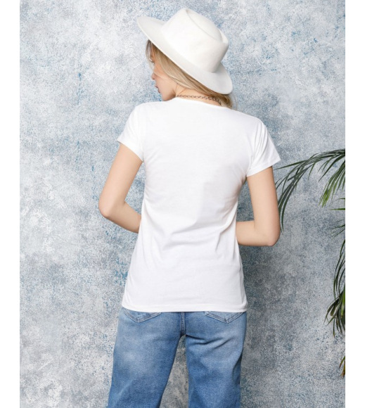 Белая хлопковая футболка с надписями