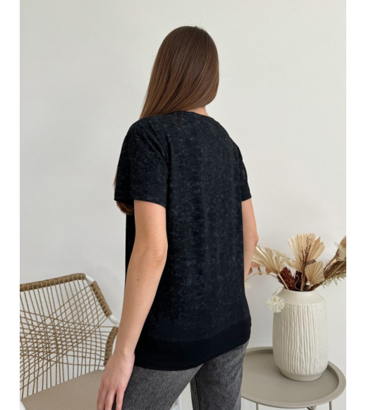 Черная свободная винтажная футболка с надписью