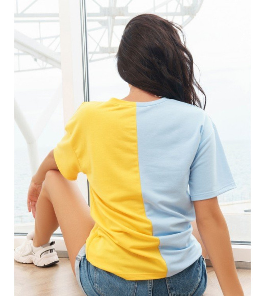Жовто-блакитна двокольорова футболка