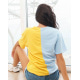 Желто-голубая двухцветная футболка