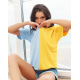 Желто-голубая двухцветная футболка
