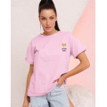 Розовая хлопковая свободная футболка с нашивкой