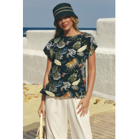 Черная женская летняя футболка с цветами Seventeen 2286.6396