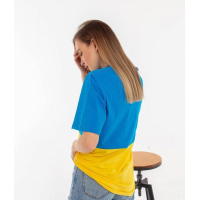 Жовто-блакитна трикотажна футболка
