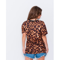 Леопардовая свободная удлиненная футболка