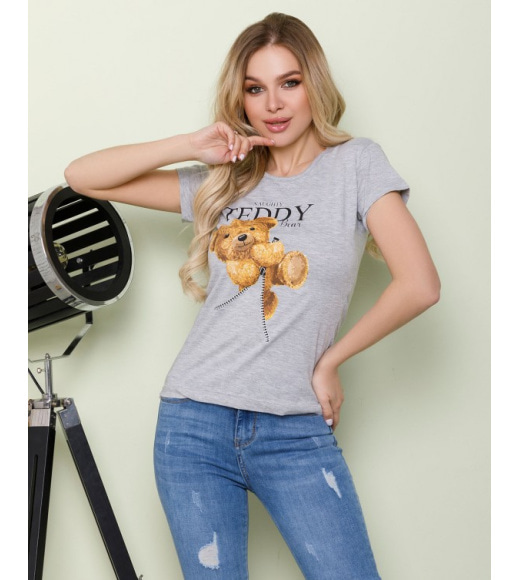 Сіра трикотажна футболка з мишком