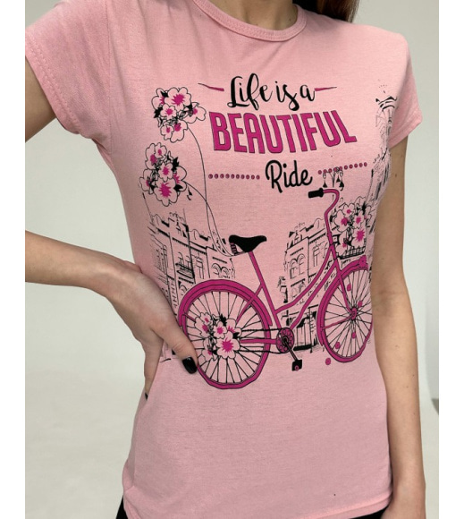 Темно-рожева трикотажна футболка з велосипедом