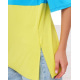 Желто-голубая свободная футболка с разрезами